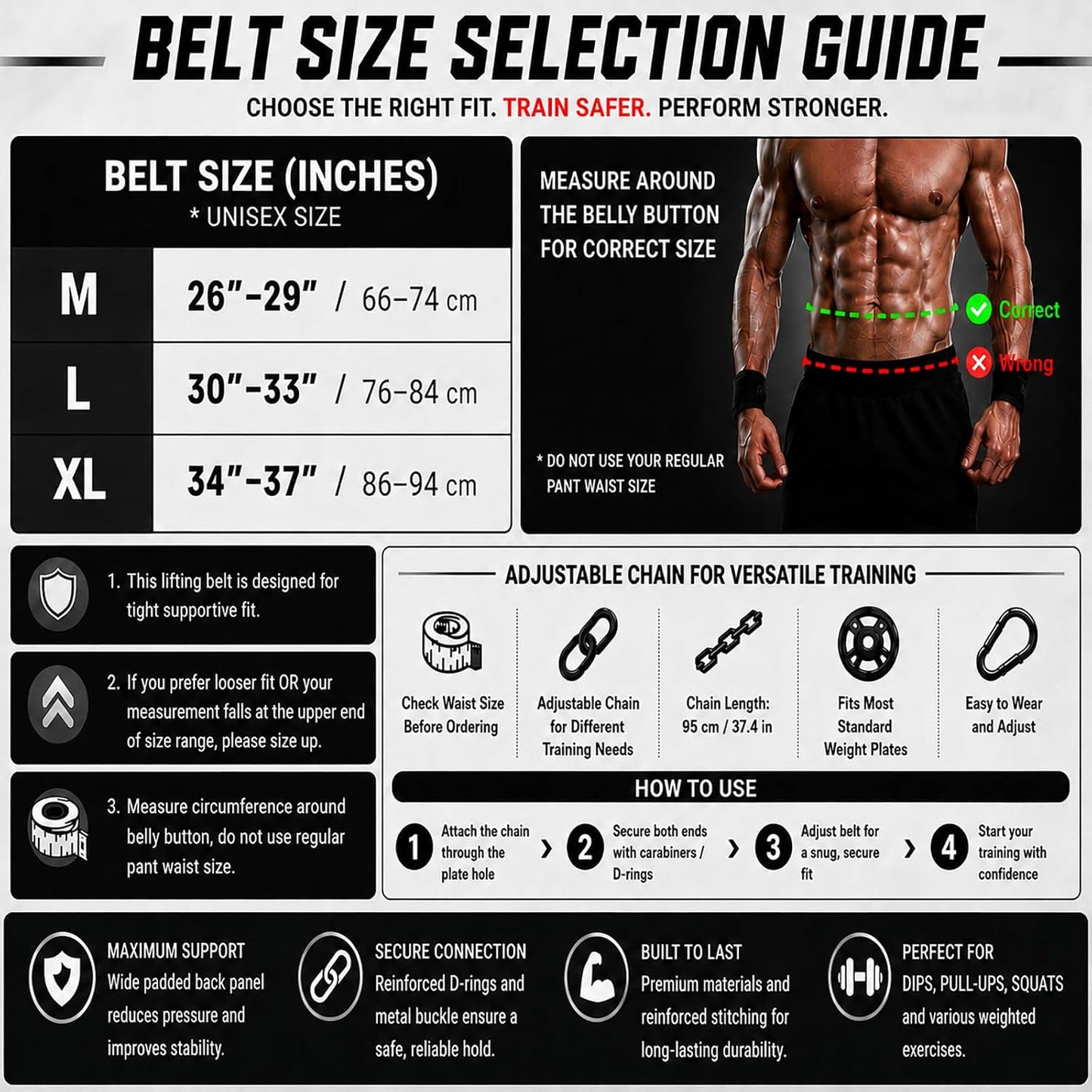 2-in-1 Weight Lifting Belt and Dip Belt