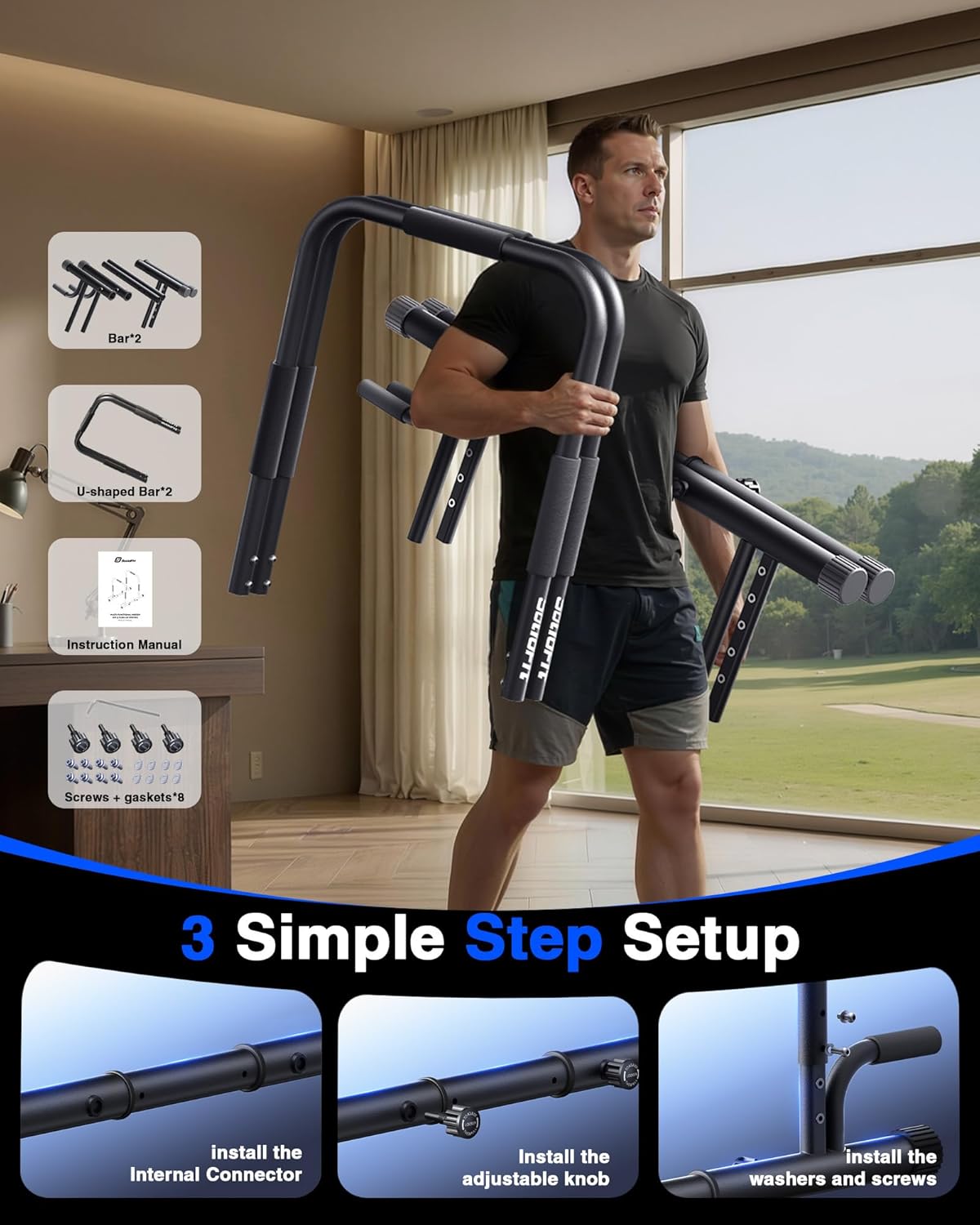 SolidFit 2-in-1 Dip Bar Station
