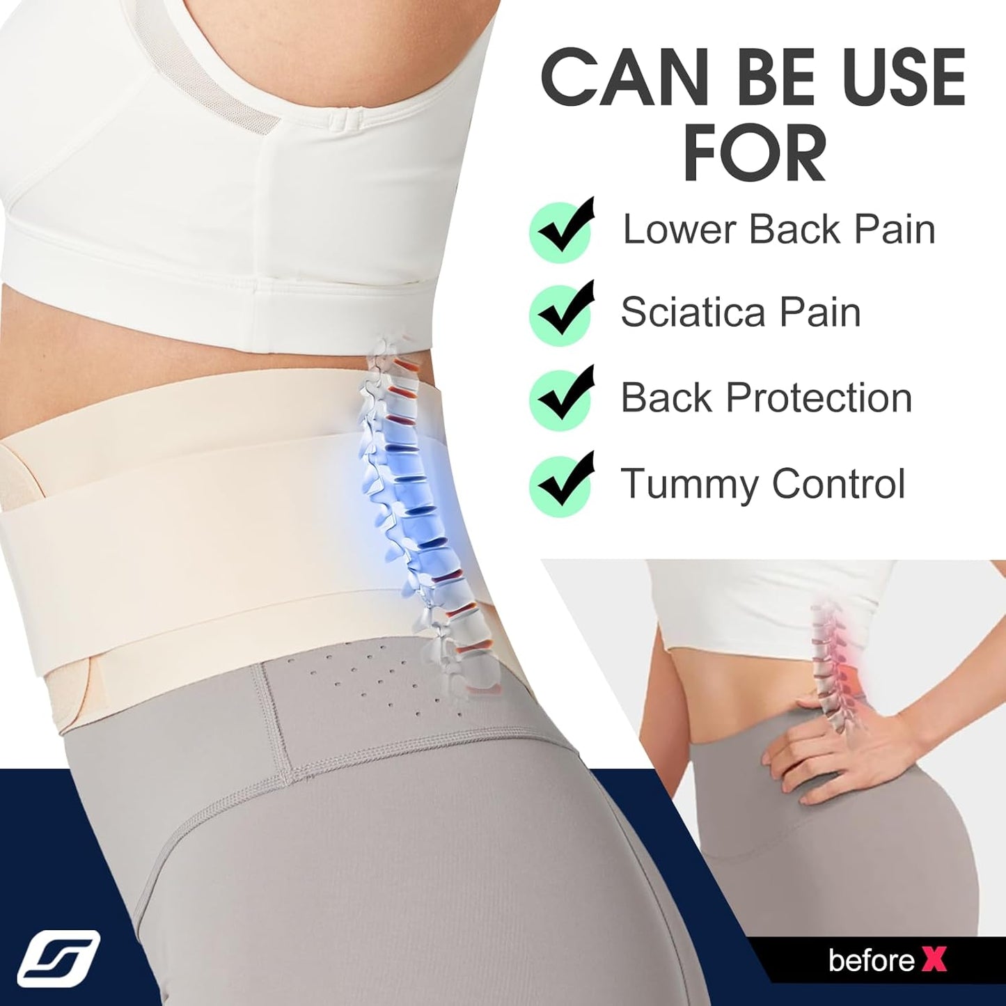 Ultra Thin Back Brace for Lower Back Pain Women
