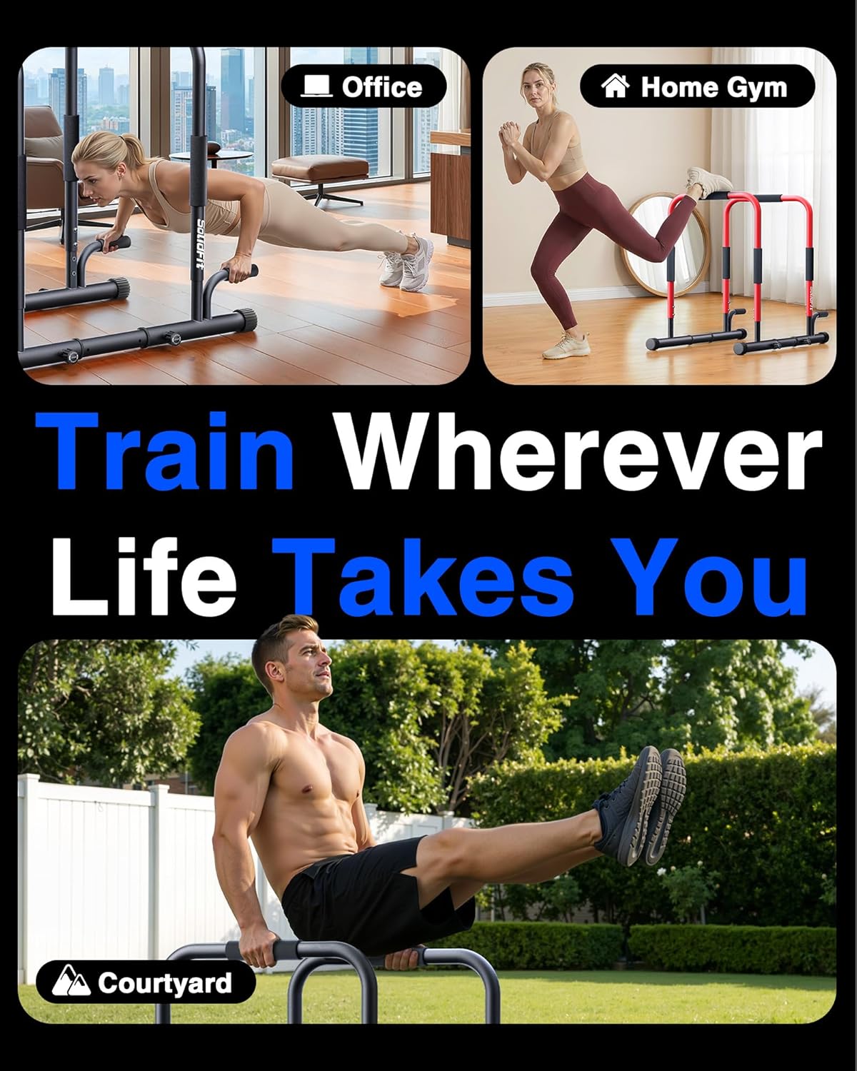 SolidFit 2-in-1 Dip Bar Station