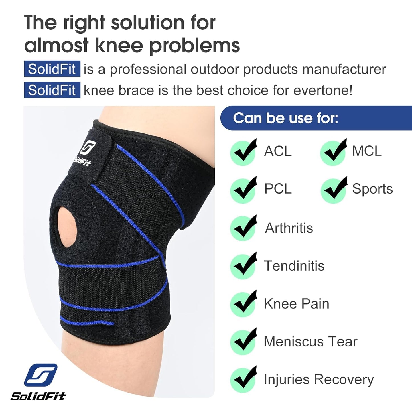 Knee Brace with Side Stabilizers for Meniscus Tear